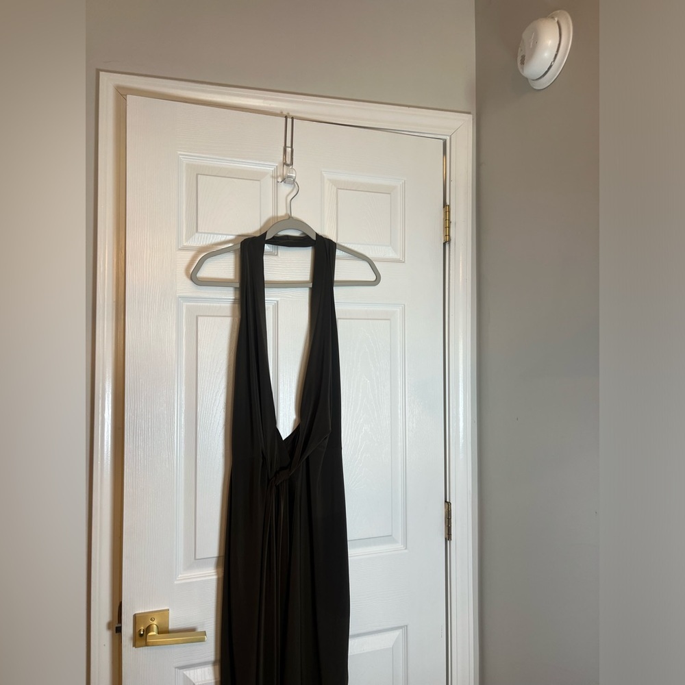 Norma Kamali x REVOLVE Tie Front Halter Gown in Espresso - Picture 3 of 6